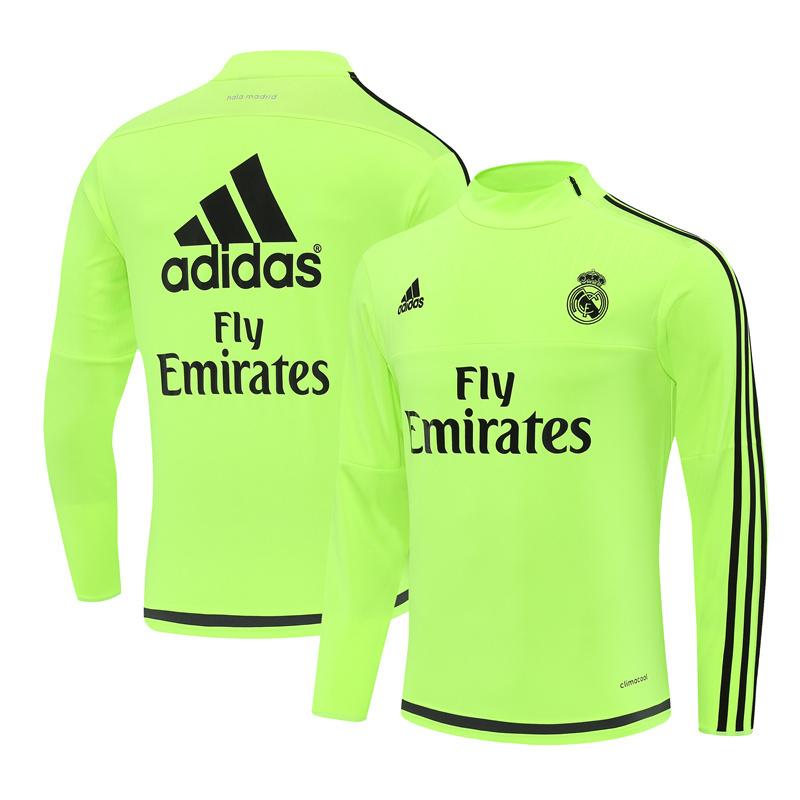 Retro 15/16 Real Madrid Fluorescent Green Half Zipper Jacket