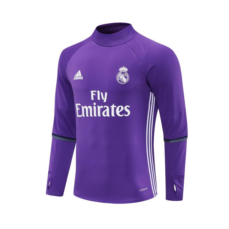 Retro 16/17 Real Madrid Purple Half Zipper Jacket