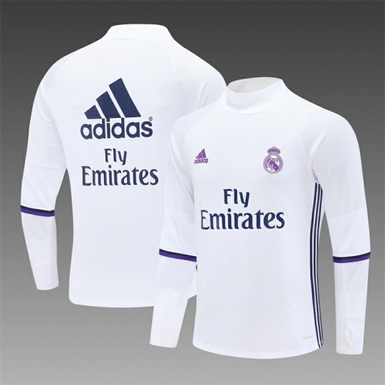 Retro 16/17 Real Madrid White Half Zipper Jacket