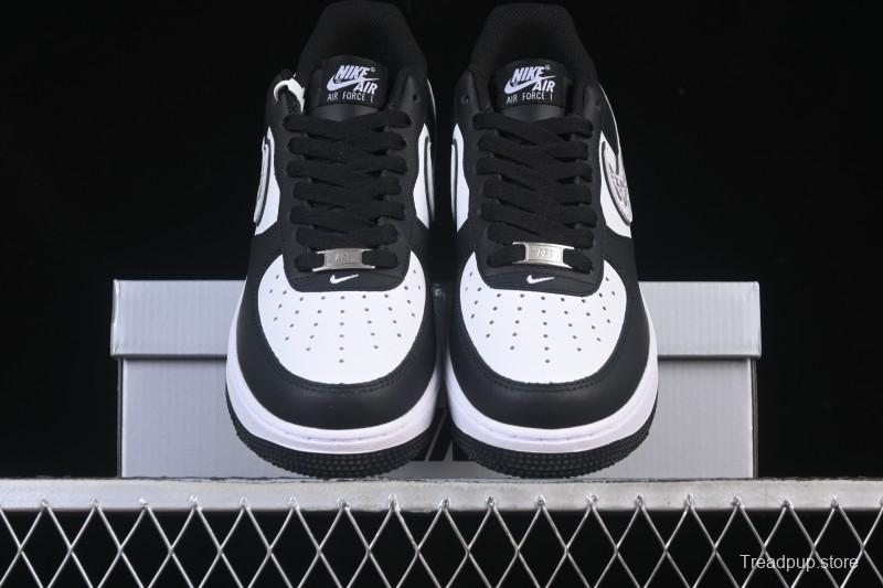 Nike Air Force 1'07 Low Black White Cracked Leather Casual Sneakers - ZH0316-118