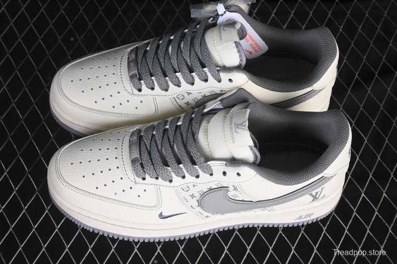 Nike Air Force 1 '07 Low LV Collaboration Printed Beige Swoosh Casual Low-Top Sneakers - HH7518-079