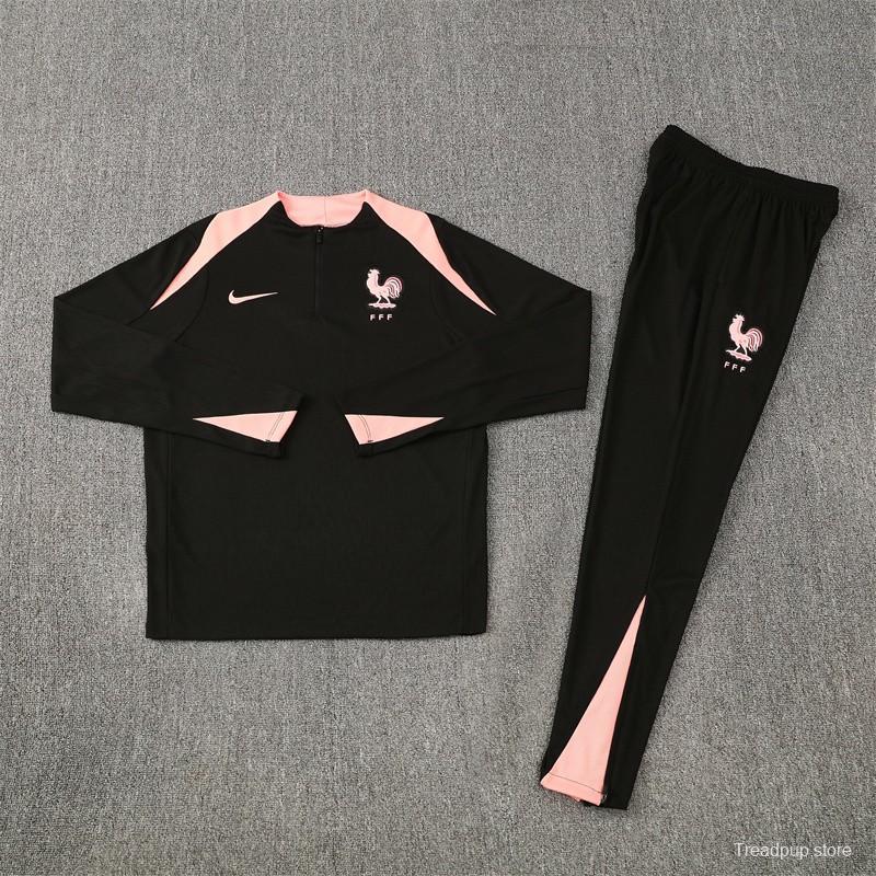 Player Version 25/26 France Black Half Zipper Jacket+Long Pants