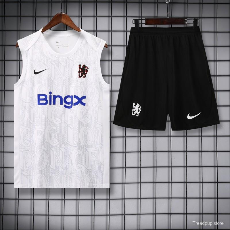 25/26 Chelsea White Vest Jersey+Shorts