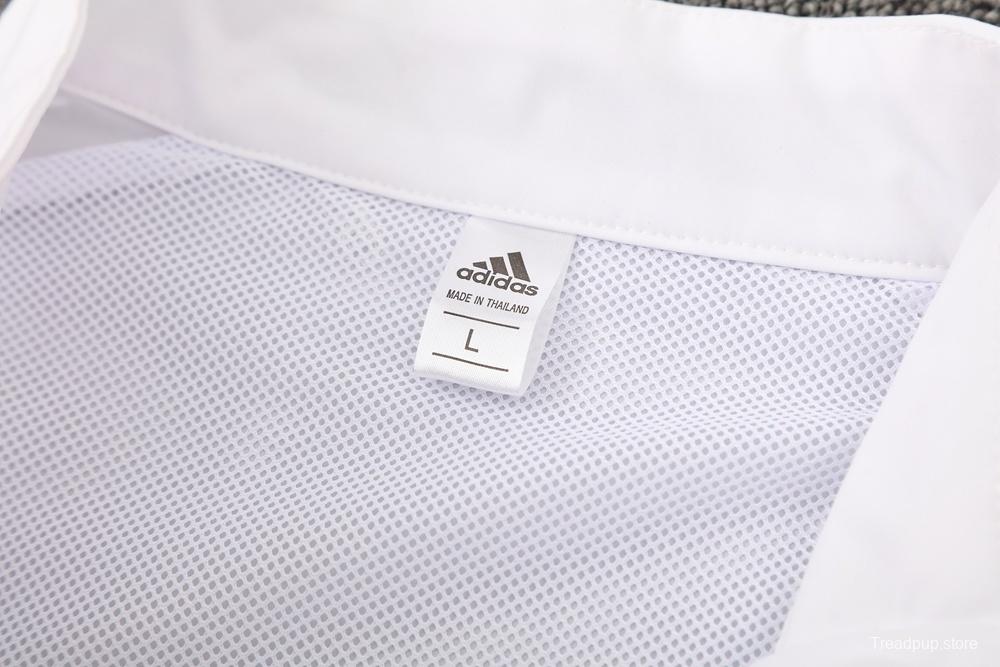25/26 Real Madrid White Half Zipper Jacket+Long Pants S-3XL