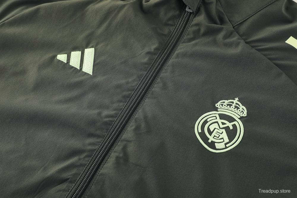 25/26 Real Madrid Dark Green Half Zipper Jacket+Long Pants S-3XL