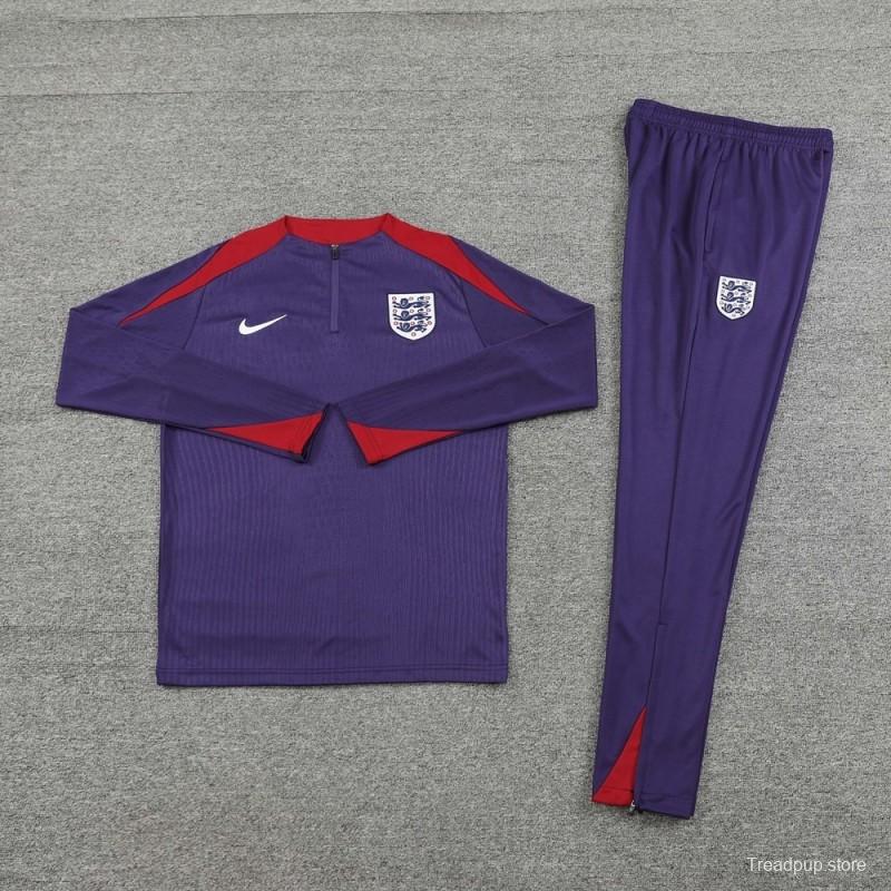2025 England Purple Half Zipper Jacket+Long Pants