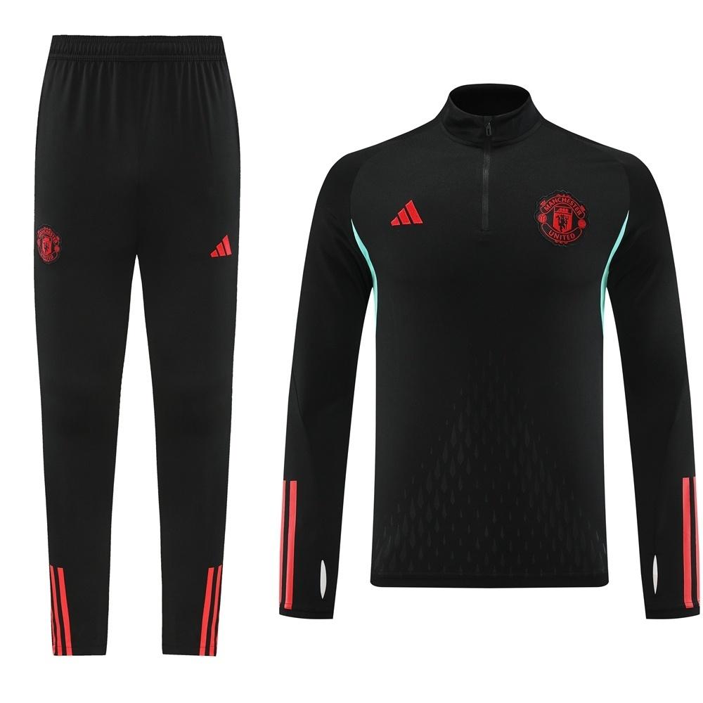 25/26 Manchester United Black Half Zipper Jacket+Long Pants