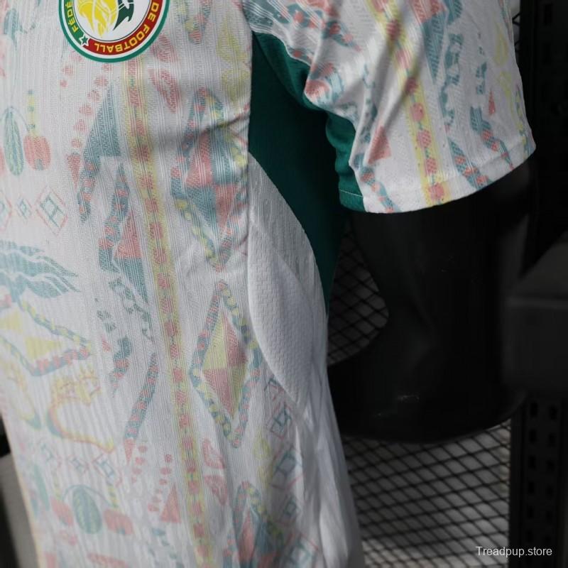 25/26 Player Version  Senegal Away White with African Traditional Pattern Jersey