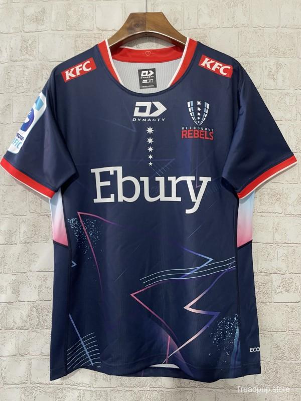 25/26 Melbourne Rebels Navy with Lightning Pattern and Pink Gradient Jersey