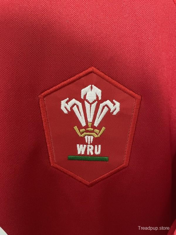 2025 Wales Red with Tonal Wave Pattern Home Jersey