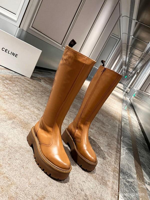 Celine 2025/ss Fall Winter Triomphe Side Zip Knee High Boots - L Y00420