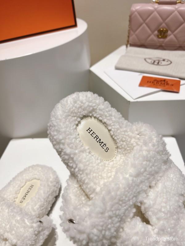 H Love Second Uncle Full Fur Slides Grain Fur Style - LY00300