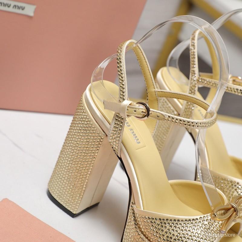 MIUMIU Bling Bling Swarovski Crystal Sandals with 11.5cm Heel - KFY00340