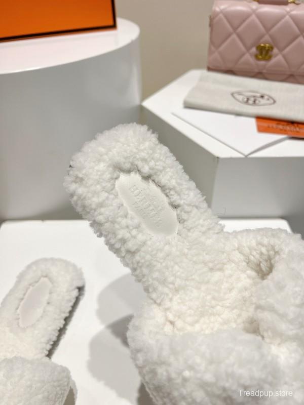 Hermès Teddy Wool Flat Slippers - LY00240