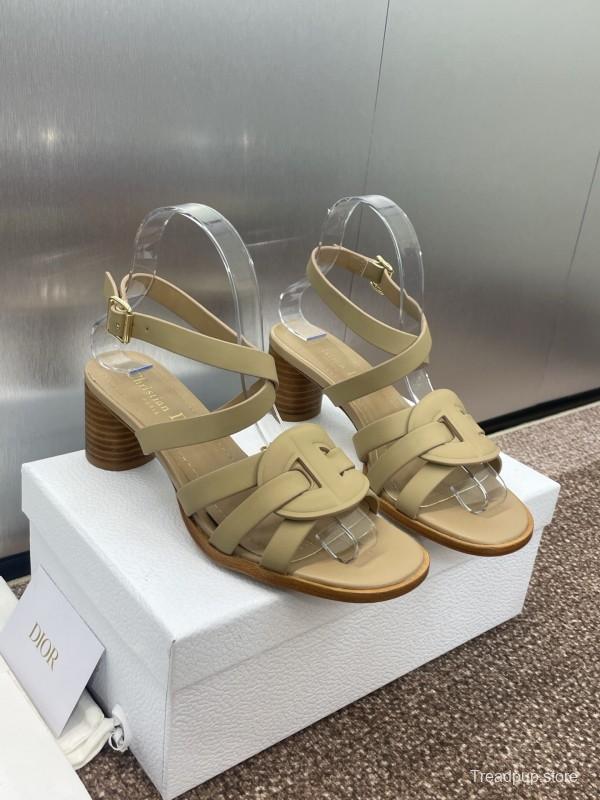 Dior D-Club Jelly Color Hollow Layered Cross Strap Mid Heel Women's Shoes - KFY00290