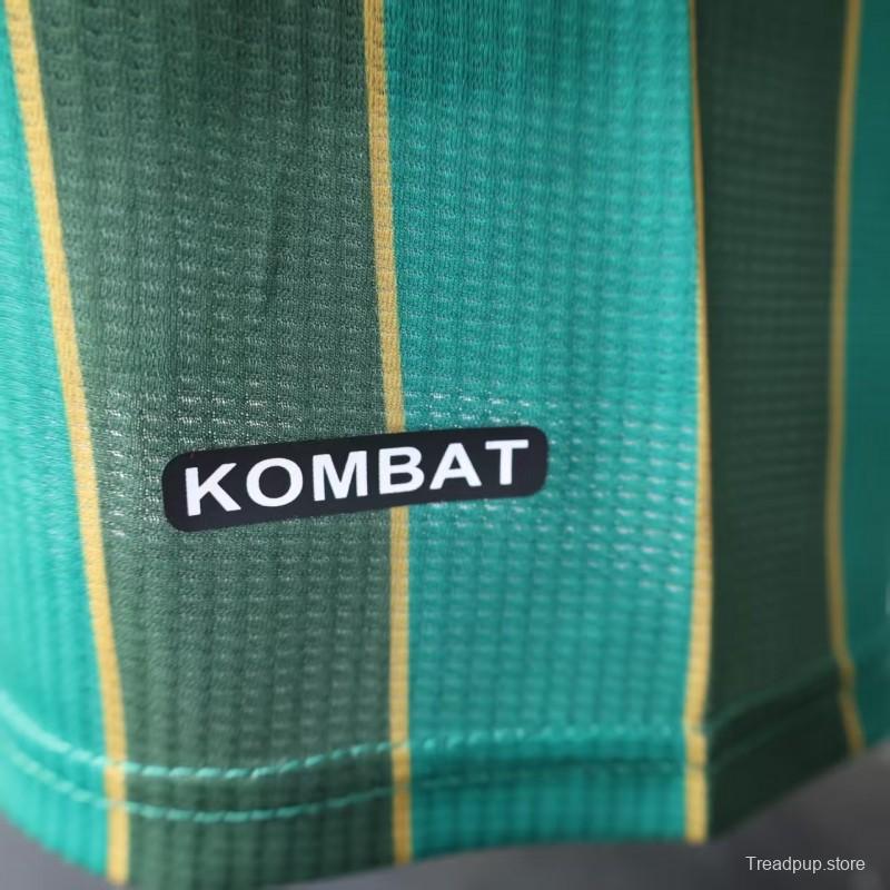 25/26 Player Version  JS Kabylie Home Green Yellow Vertical Stripes Jersey