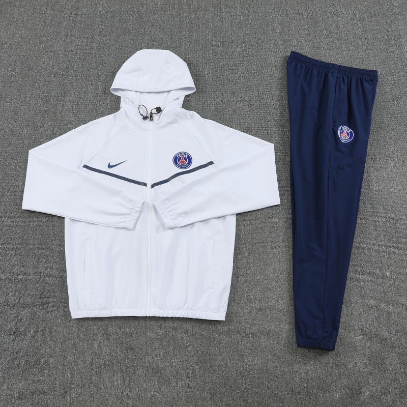 25/26 Paris White Full zipper Jacket Tracksuit+ long pants