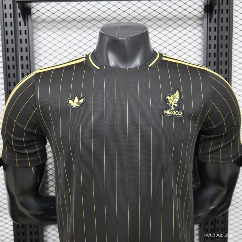 2026 Player Version Mexico Black with Gold Pinstripes Jersey