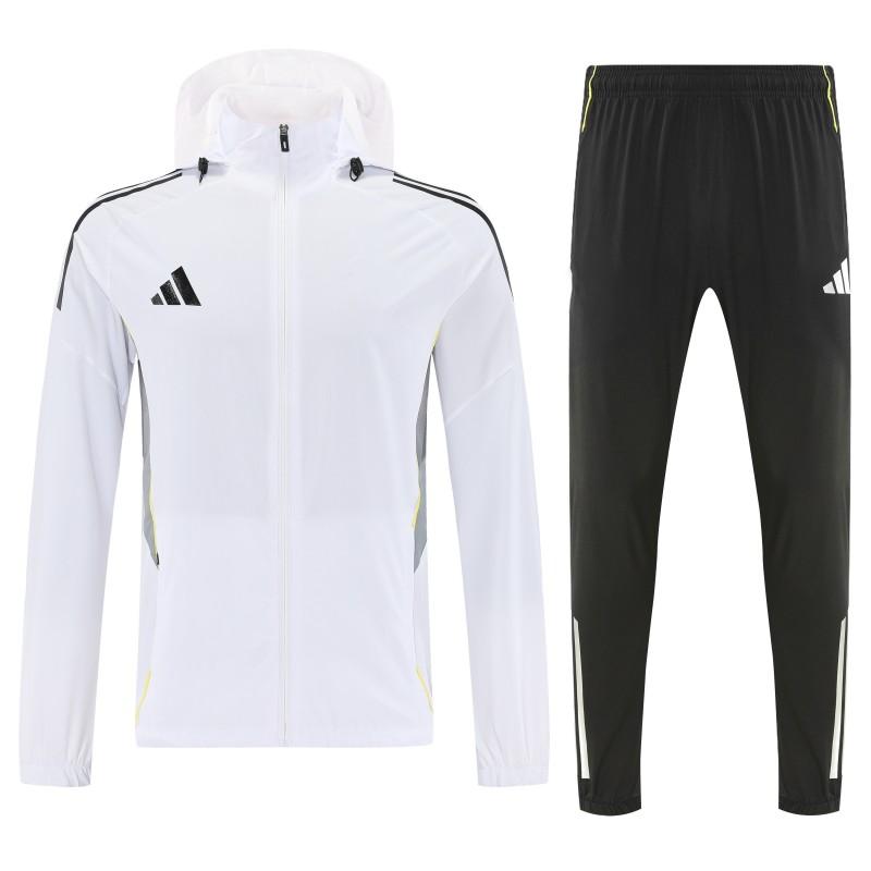26/27 Adidas White Full Zipper Hooded Jacket Tracksuit + Long Pants