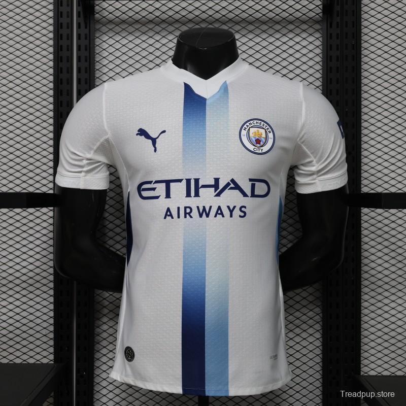 Player Version 26/27 Manchester City White with Blue Stripe Away Jersey