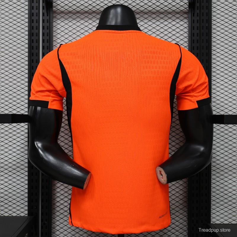 Player Version 2026 Netherlands Orange with Black Side Panel Home Jersey