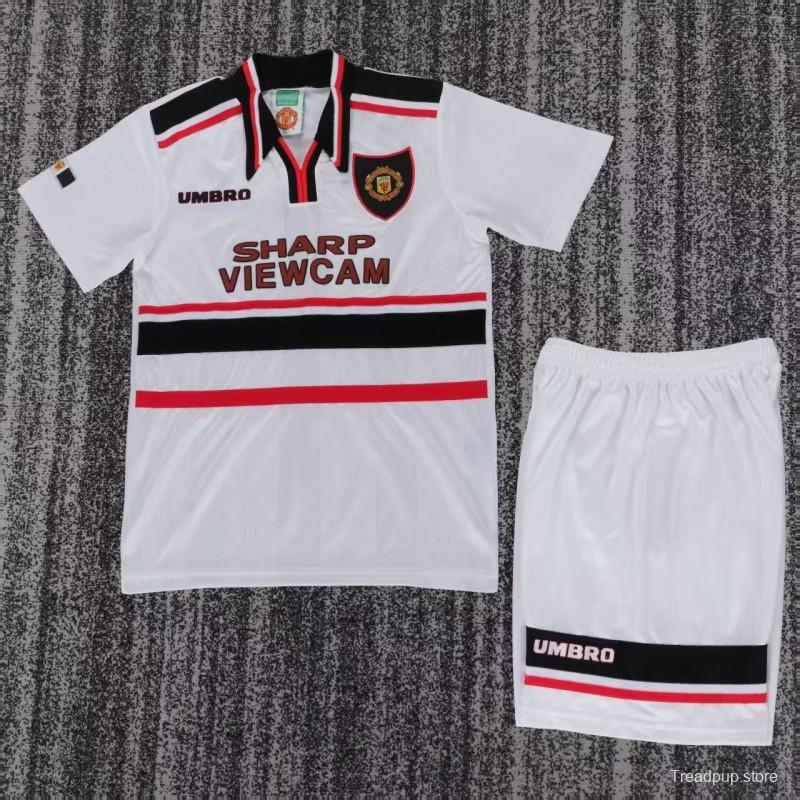 Retro Kids 98/99 Manchester United White Away Jersey