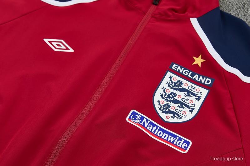 2026 England Red & Navy Blue Full Zipper Jacket Tracksuit + Long Pants