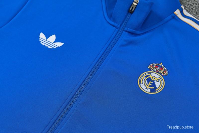 26/27 Real Madrid Blue Full Zipper Jacket Tracksuit + Long Pants