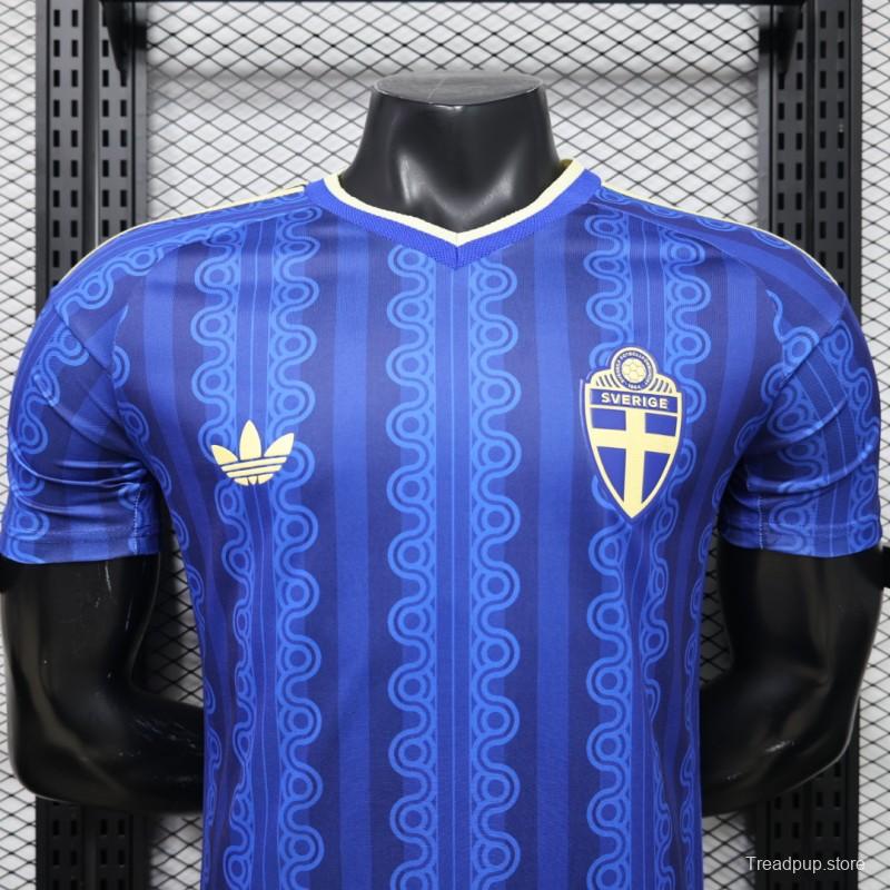 Player Version 2026 Sweden Blue with Tonal Chain Stripe  Away Jersey