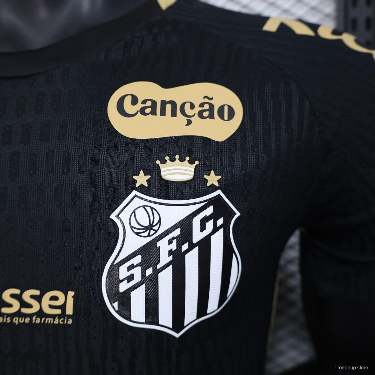 Player Version 25/26 Santos FC Black with Textured Pattern Jersey With Full Sponsors