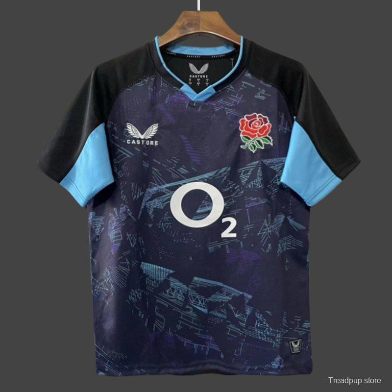 2026 England Rugby Navy with Blue Digital Cityscape Pattern Jersey