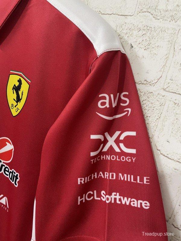 2025 F1 Scuderia Ferrari Red with White Trim Team Polo Shirt