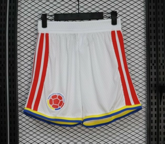 2026 Player Version Colombia White with Red Side Stripes Shorts