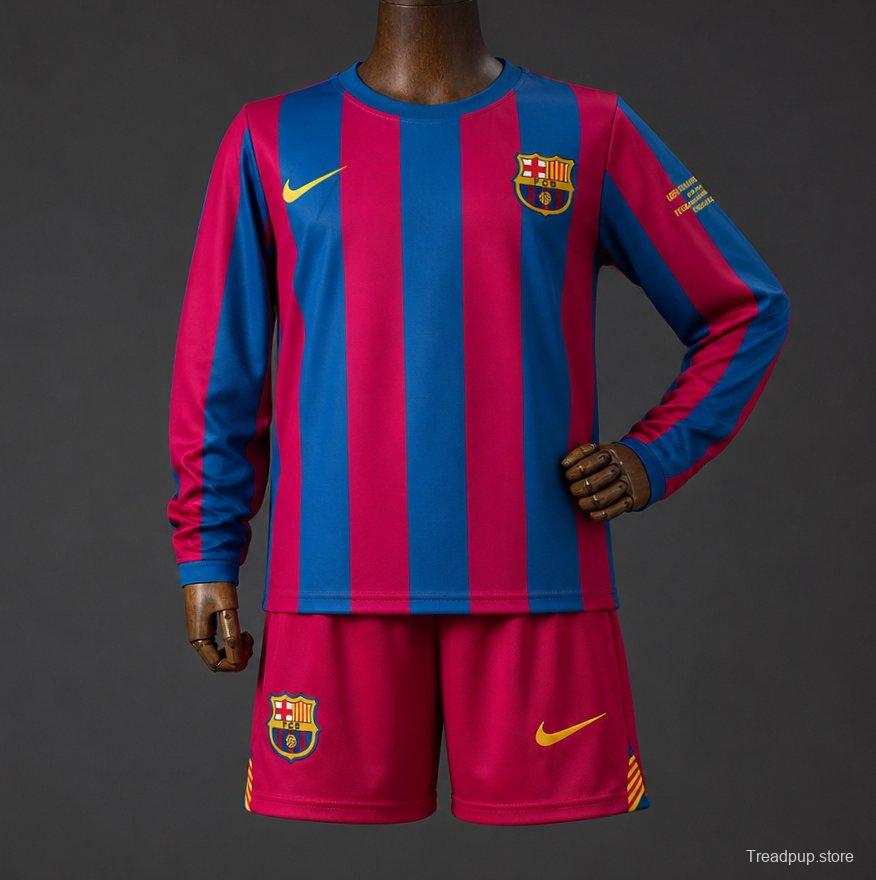 Retro Kids 05/06 Barcelona Home Long Sleeve Champion League Jersey