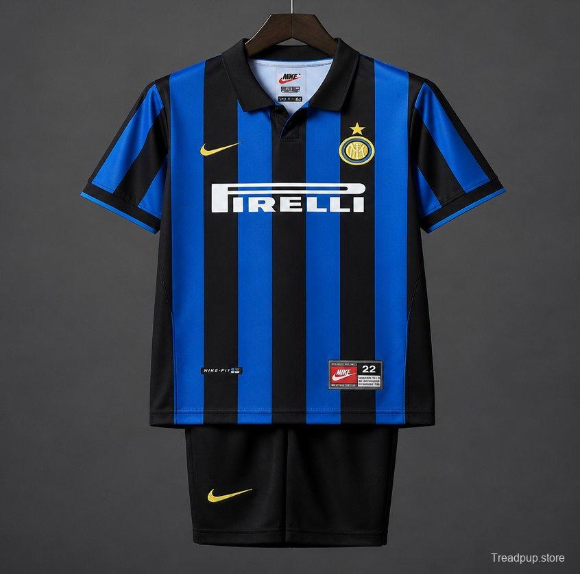 Retro 98/99 Kids  Inter Milan Blue & Black Stripe Home Jersey