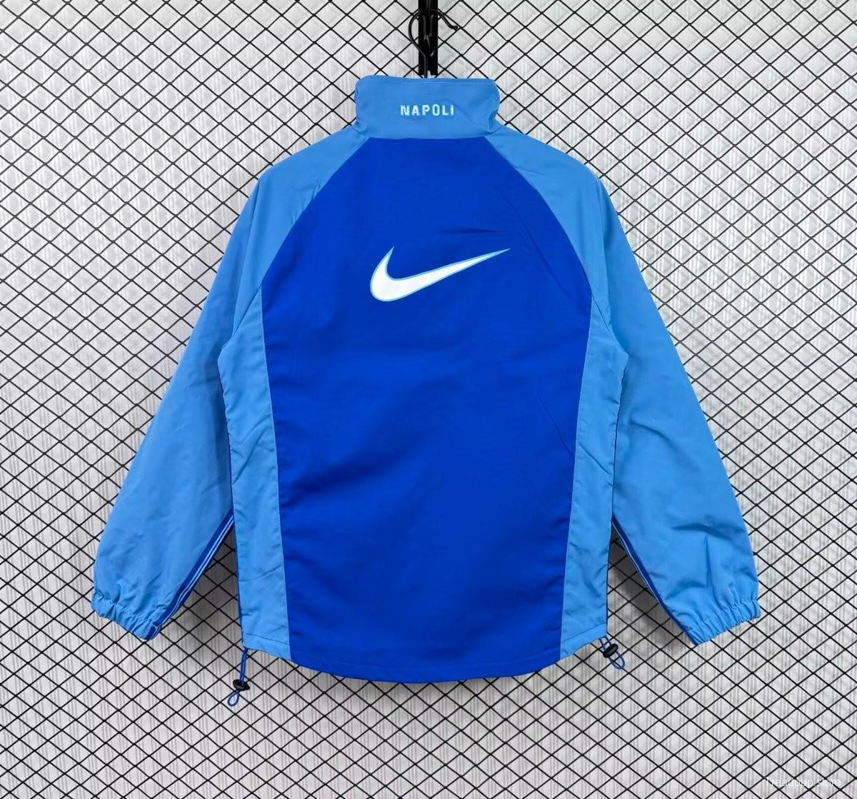 Retro 1998/99 Napoli Blue Light Blue Full Zipper WIndbreaker